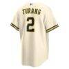 Brice Turang Milwaukee Brewers Nike Home Replica Jersey - Cream - Detail View