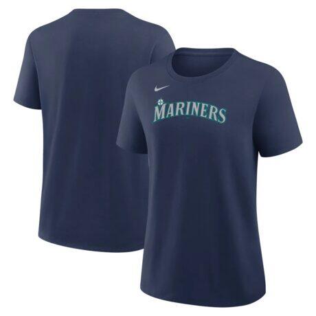 Seattle Mariners Nike Women's Wordmark T-Shirt - Navy - Front View