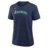 Seattle Mariners Nike Women's Wordmark T-Shirt - Navy - Side View