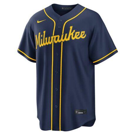 Brice Turang Milwaukee Brewers Nike Alternate Replica Jersey - Navy - Alt1