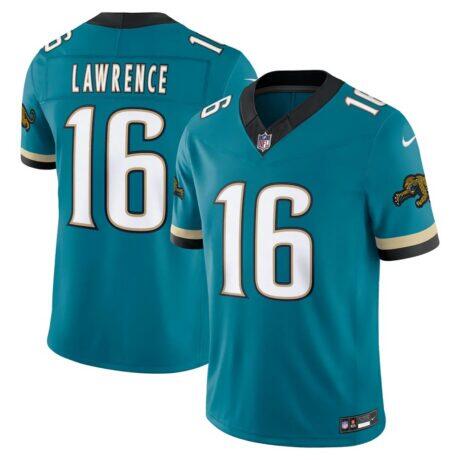 Trevor Lawrence Jacksonville Jaguars Nike Alternate Prowler Throwback Vapor F.U.S.E. Stitched Limited Jersey - Teal - Front View