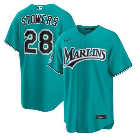 Kyle Stowers Miami Marlins Nike Alternate Stadium Jersey - Teal - Front View