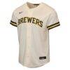 Milwaukee Brewers Nike Youth Home Replica Custom Jersey - Cream - Side View