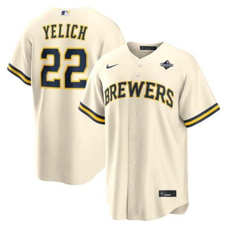 Christian Yelich Milwaukee Brewers Nike 2026 World Series Home Replica Jersey - Cream - Front View