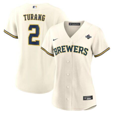 Brice Turang Milwaukee Brewers Nike Women's 2026 World Series Home Replica Jersey - Cream - Front View
