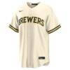 Bob Uecker Milwaukee Brewers Nike Home Replica Jersey - Cream - Side View