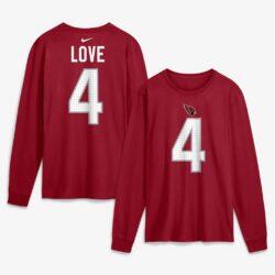 Jeremiyah Love Arizona Cardinals Nike Name & Number Long Sleeve T-Shirt - - Front View