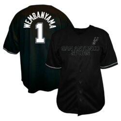Victor Wembanyama San Antonio Spurs Profile Big & Tall Name & Number Button-Up Jersey - Black - Front View