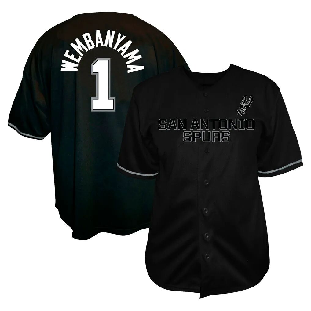 Victor Wembanyama San Antonio Spurs Profile Big & Tall Name & Number Button-Up Jersey - Black - Front View