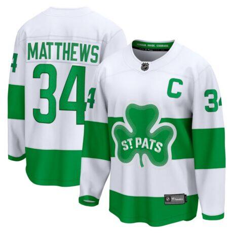 Auston Matthews Toronto Maple Leafs Fashion7 St. Pats Captain Premier Breakaway Player Jersey - White - Front View