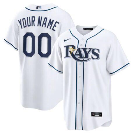 Tampa Bay Rays Nike Home Custom Replica Jersey - White - Front View