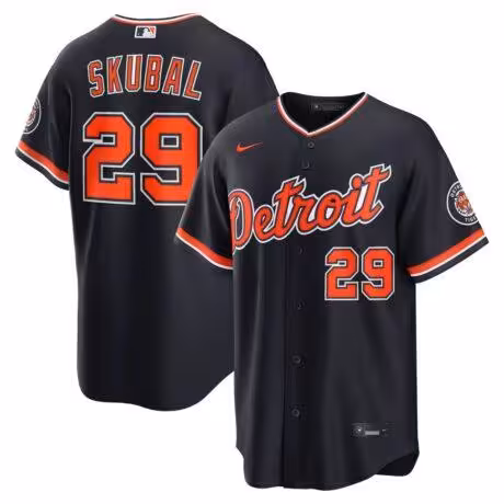 Tarik Skubal Detroit Tigers Nike Alternate Stadium Jersey - Navy - Front View