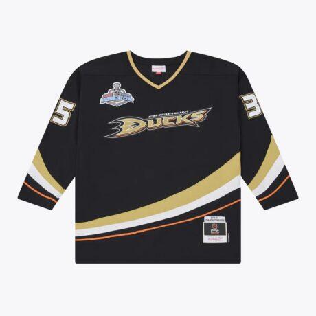 Jean-Sebastien Giguere Anaheim Ducks Mitchell & Ness 2006/07 Stanley Cup Power Play Jersey - Black - Side View