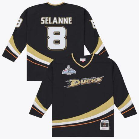 Teemu Selanne Anaheim Ducks Mitchell & Ness 2006/07 Stanley Cup Power Play Jersey - Black - Front View
