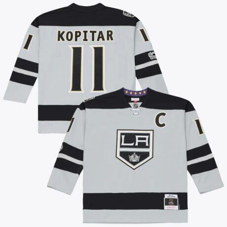 Anze Kopitar Los Angeles Kings Mitchell & Ness 2016/17 Captain Patch Power Play Jersey - Silver - Front View