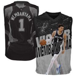 Victor Wembanyama San Antonio Spurs Outerstuff Youth Icon Play Jersey - Black - Front View