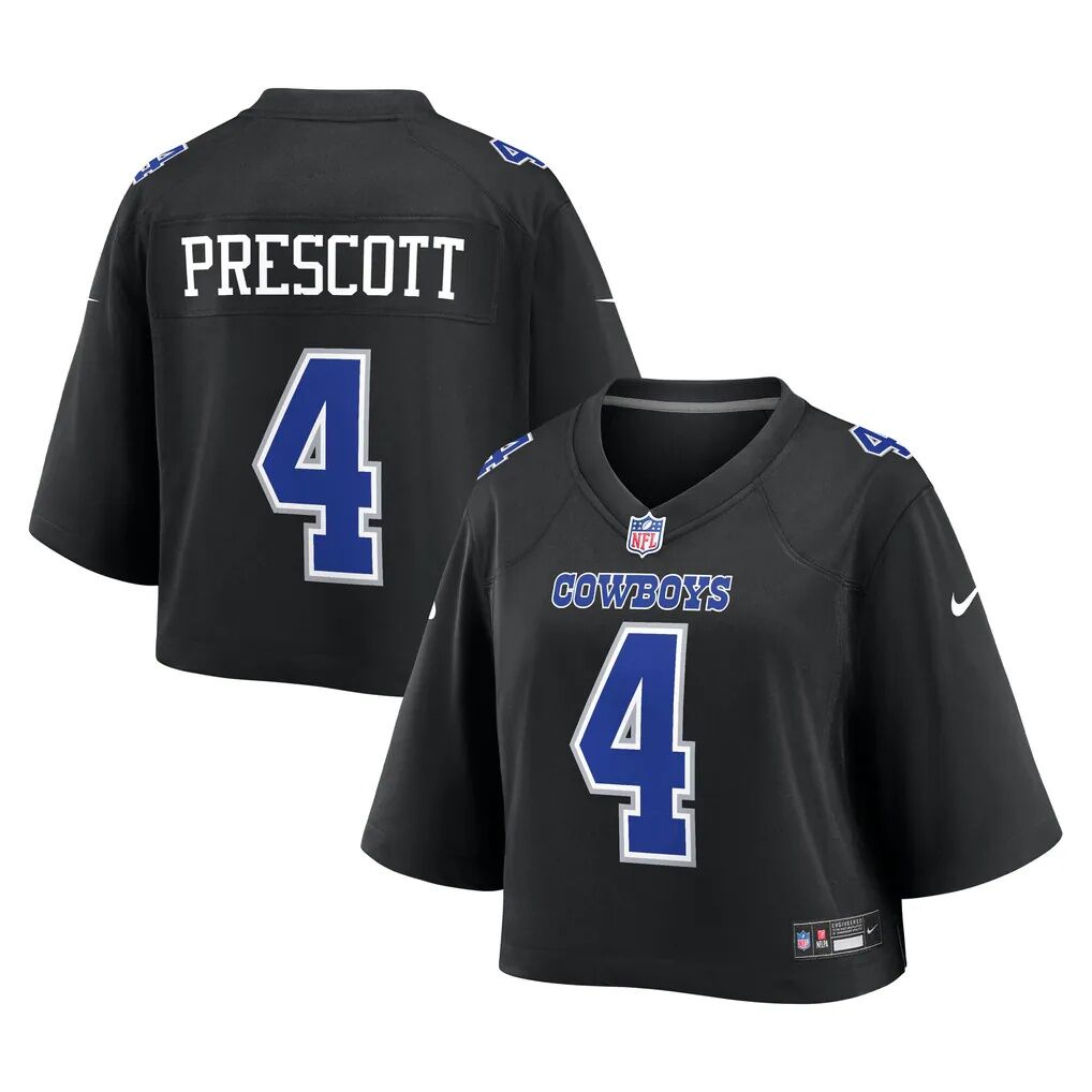 Dak Prescott Dallas Cowboys Nike Women's Cropped Fashion Game Jersey - Black - Front View