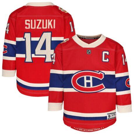 Nick Suzuki Montreal Canadiens Outerstuff Youth 2026 NHL Heritage Classic Premier Player Jersey - Red - Front View