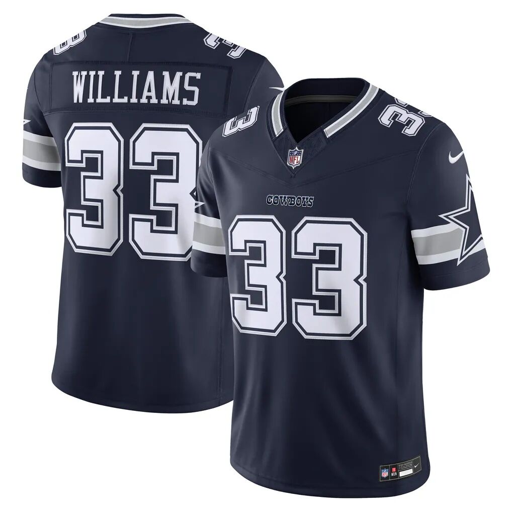Javonte Williams Dallas Cowboys Nike Team Vapor F.U.S.E. Stitched Limited Jersey - Navy - Front View