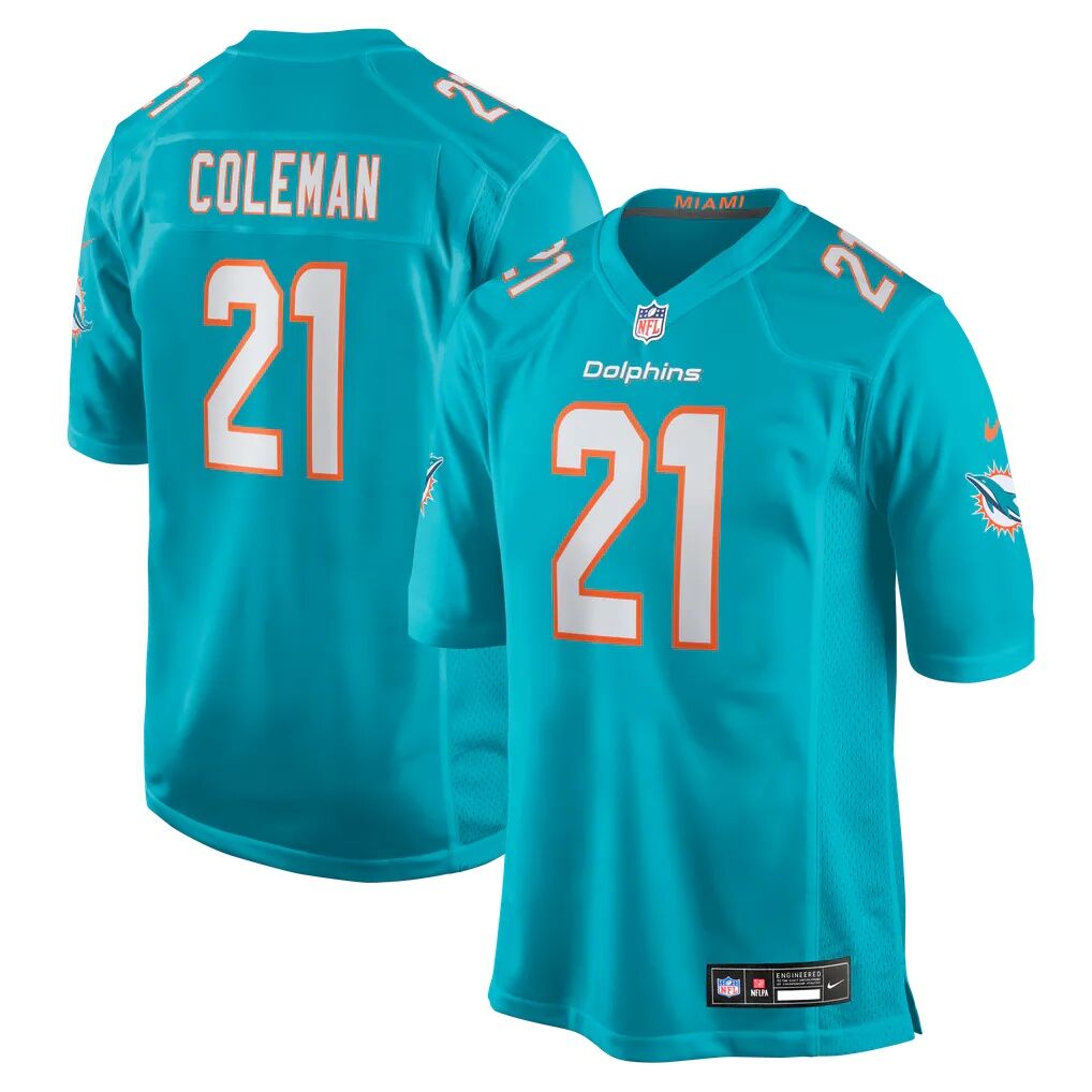 Kevin Coleman Miami Dolphins Nike Game Player Jersey - Aqua