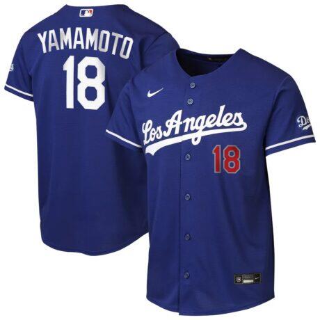 Yoshinobu Yamamoto Los Angeles Dodgers Nike Youth Alternate Stadium Jersey - - Front View
