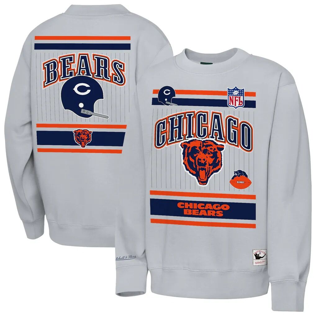 Chicago Bears Mitchell & Ness Youth Maxxed Out Fleece Fleece Crew Sweatshirt - - Front View