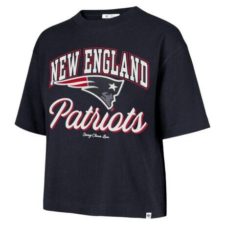 New England Patriots Stoney Clover Lane x '47 Women's Script City Boxy Cropped T-Shirt - Navy - Front View