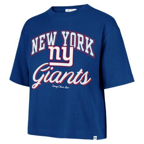 New York Giants Stoney Clover Lane x '47 Women's Script City Boxy Cropped T-Shirt - - Front View