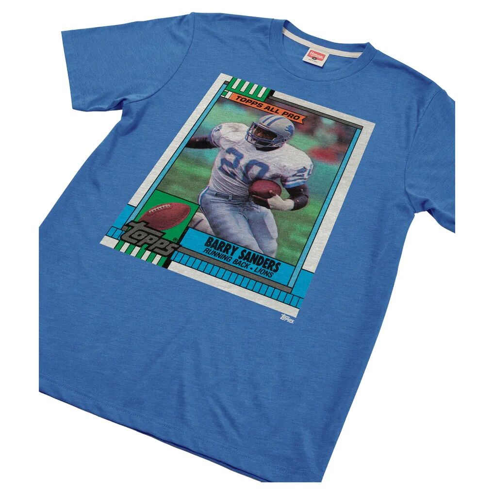 Barry Sanders Detroit Lions Homage Unisex NFL Topps Trading Card Tri-Blend T-Shirt