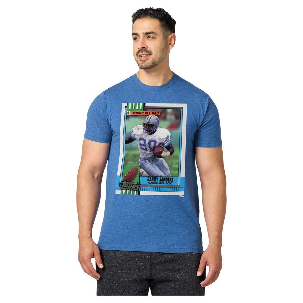 Barry Sanders Detroit Lions Homage Unisex NFL Topps Trading Card Tri-Blend T-Shirt
