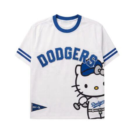 Los Angeles Dodgers The Wild Collective Women's Hello Kitty Boxy T-Shirt - White - Detail View