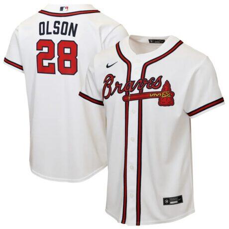 Matt Olson Atlanta Braves Nike Youth Home Replica Jersey - White - Front View