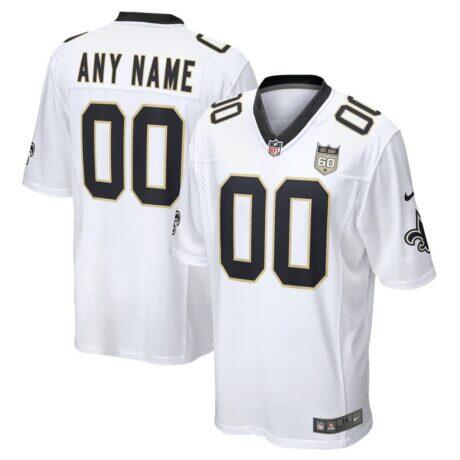 New Orleans Saints Nike 60th Season Custom Game Jersey - White - Front View