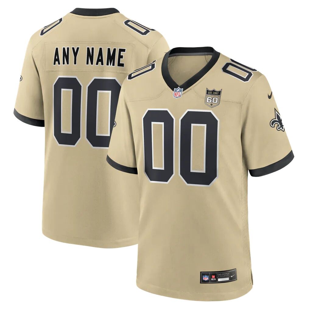 New Orleans Saints Nike Alternate 60th Season Custom Game Jersey