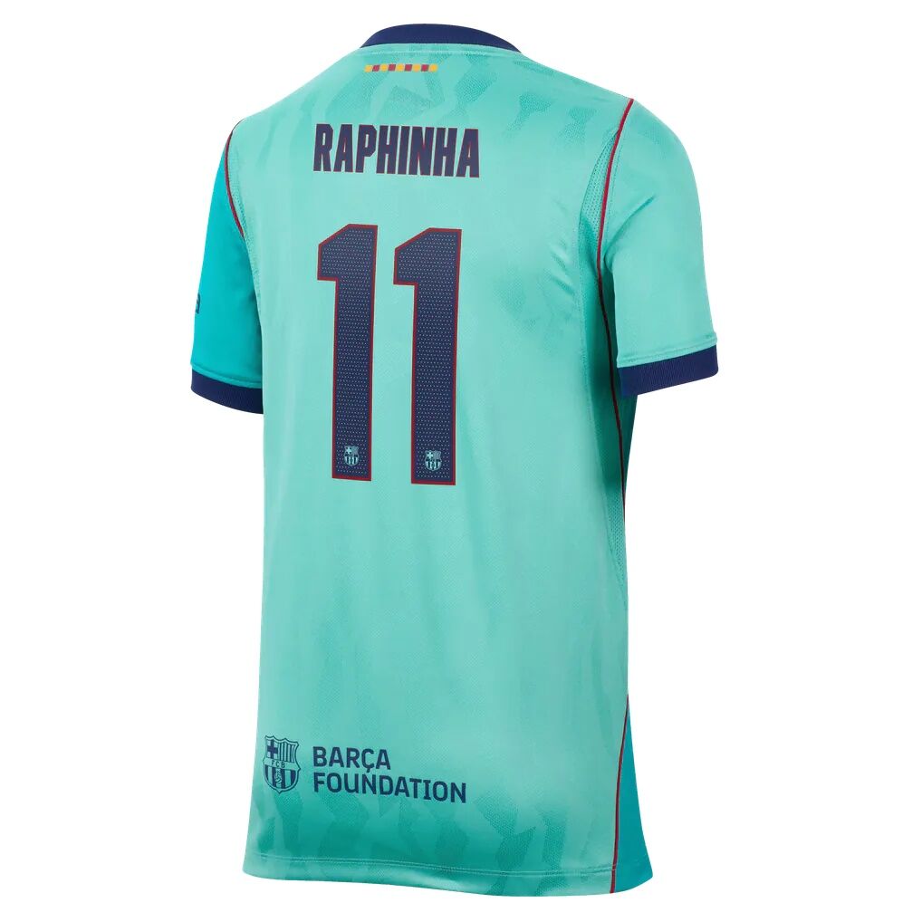Raphinha Barcelona Nike Youth 2026/27 Third Stadium Replica Jersey - Turquoise
