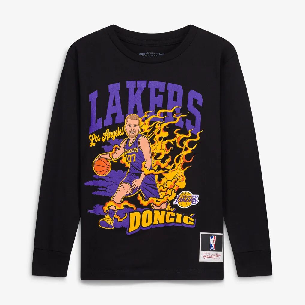 Luka Dončić Los Angeles Lakers Mitchell & Ness Youth Fired Up Long Sleeve T-Shirt - Black - Front View