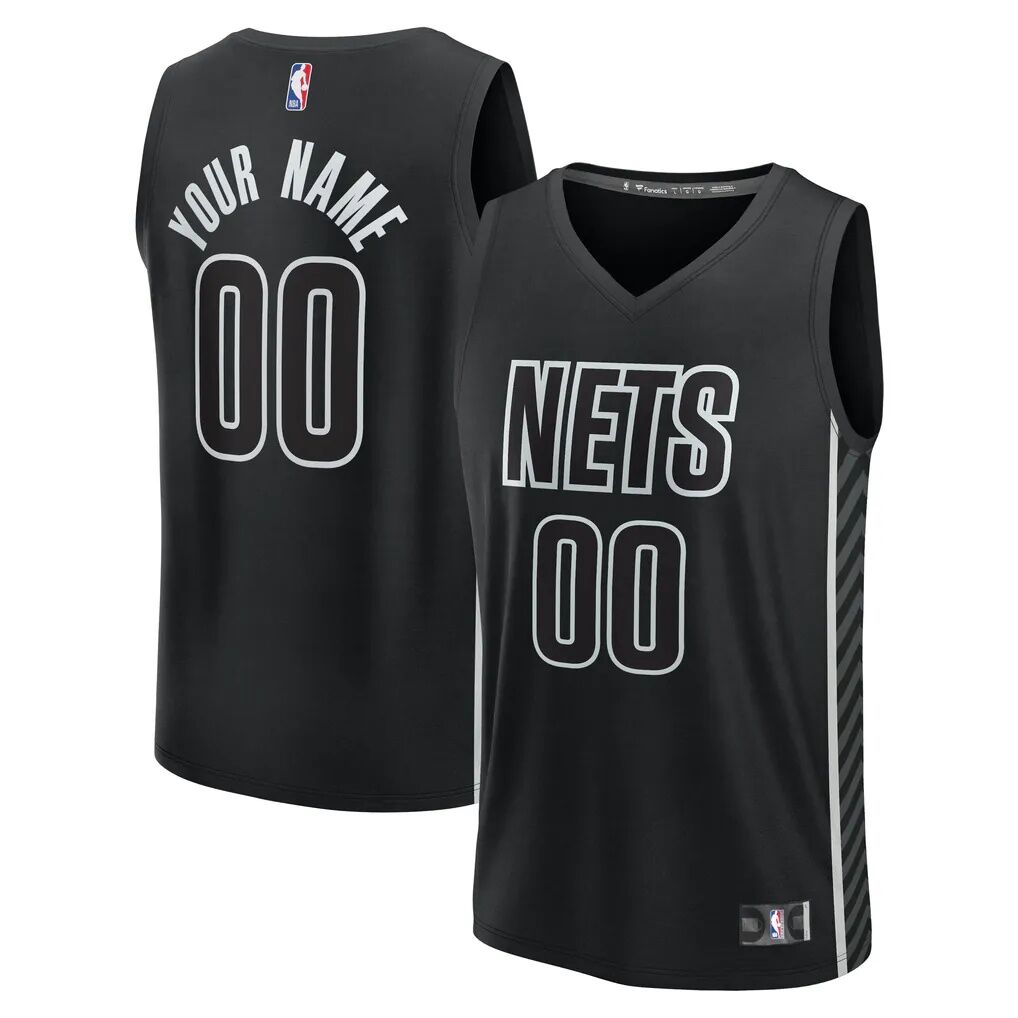 Brooklyn Nets Fashion7 Youth Fast Break Custom Jersey - Black - Front View