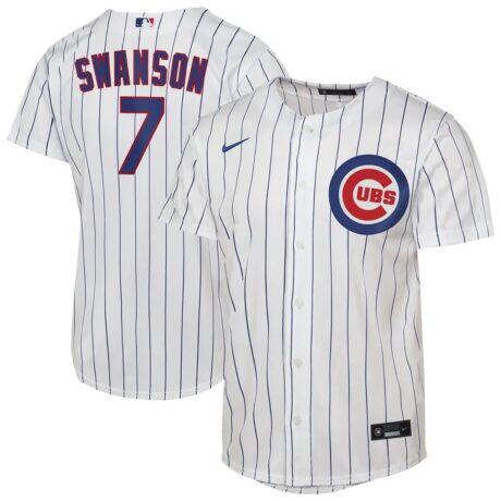 Dansby Swanson Chicago Cubs Nike Youth Home Replica Jersey - White - Front View