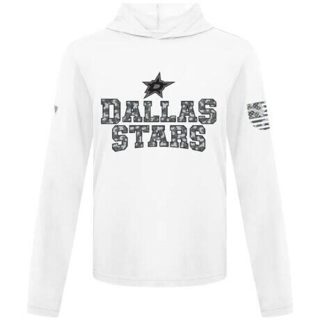 Dallas Stars Levelwear Anthem Camo Long Sleeve Hooded T-Shirt - White - Front View