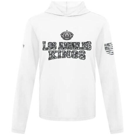Los Angeles Kings Levelwear Anthem Camo Long Sleeve Hooded T-Shirt - White - Front View