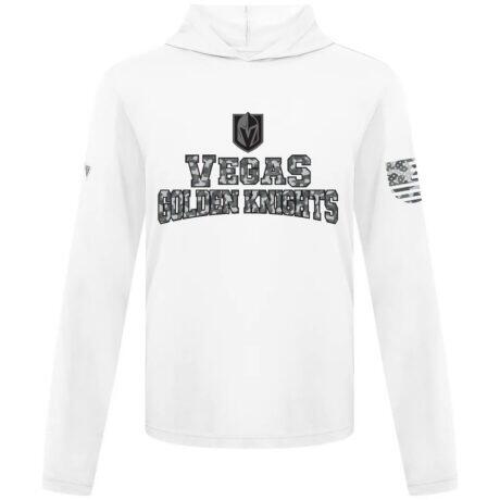 Vegas Golden Knights Levelwear Anthem Camo Long Sleeve Hooded T-Shirt - White - Front View