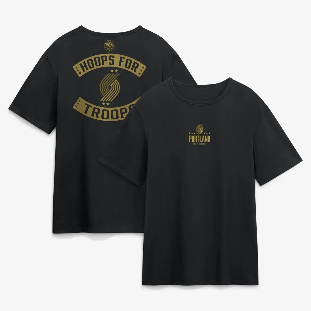 Portland Trail Blazers Hoops For Troops T-Shirt - Black - Front View