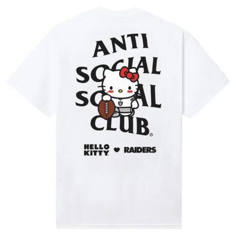 Las Vegas Raiders AntiSocialSocialClub Unisex Hello Kitty Blitz T-Shirt - White - Front View