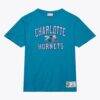 Charlotte Hornets Mitchell & Ness Hardwood Classics Legendary Slub T-Shirt - Teal - Front View