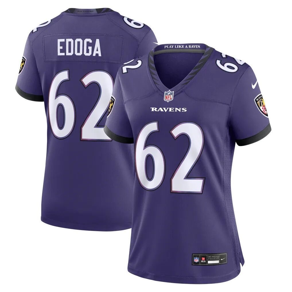 Chuma Edoga Baltimore Ravens Nike Women's Team Game Jersey - Purple - Front View