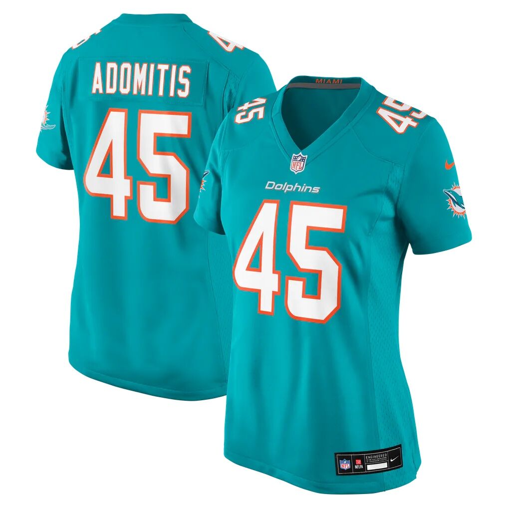 Cal Adomitis Miami Dolphins Nike Women's Team Game Jersey - Aqua