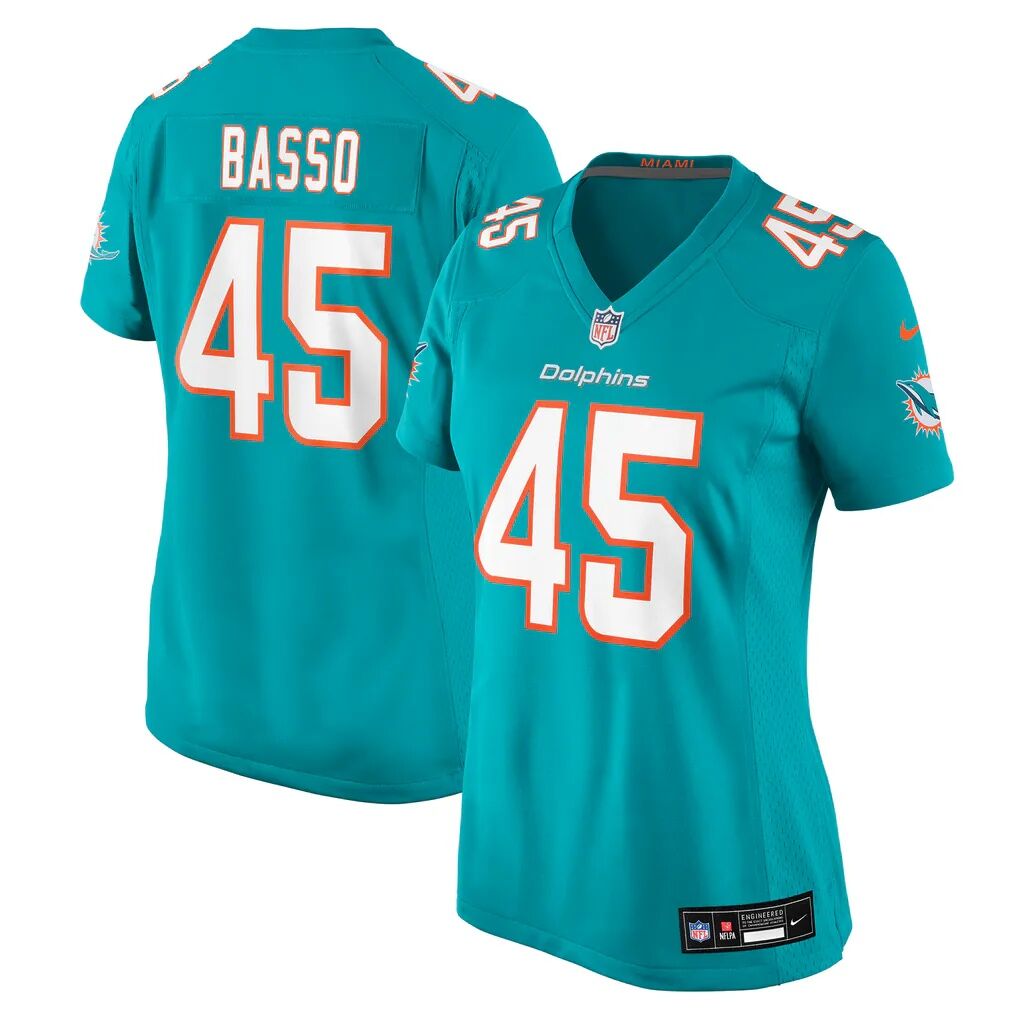 Luke Basso Miami Dolphins Nike Women's Team Game Jersey - Aqua