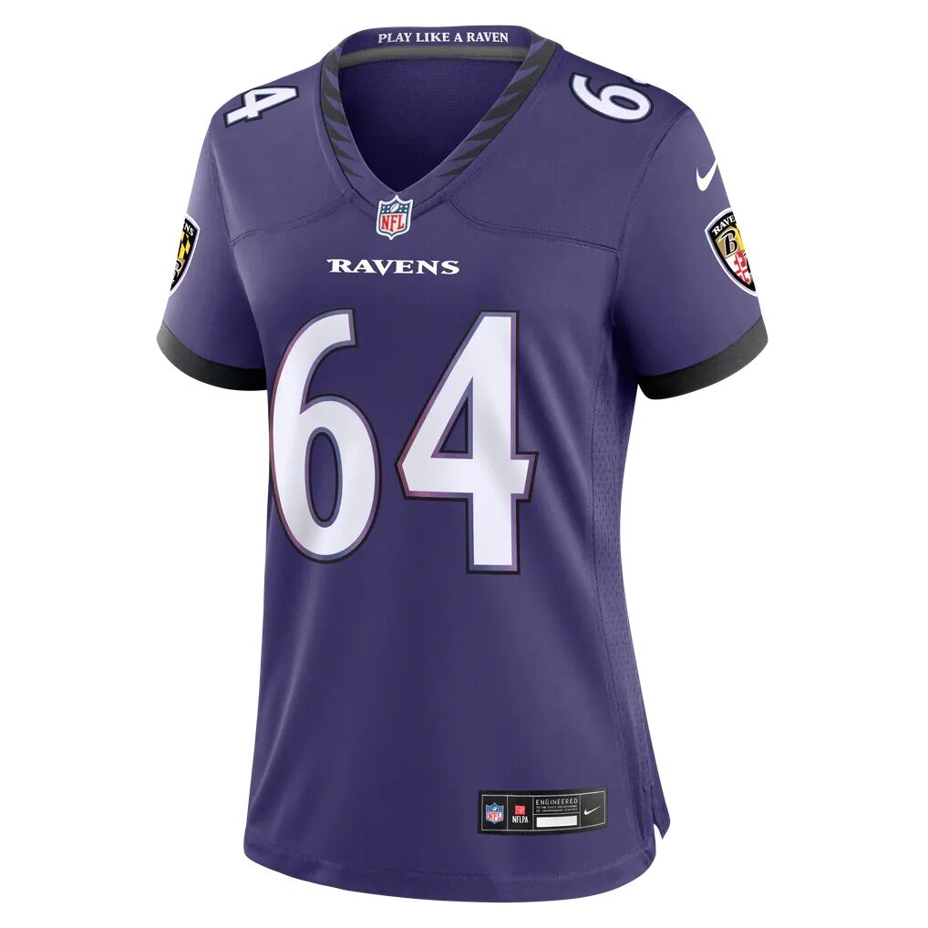 Cam Jurgens Baltimore Ravens Nike Women's Team Game Jersey - Purple - Side View
