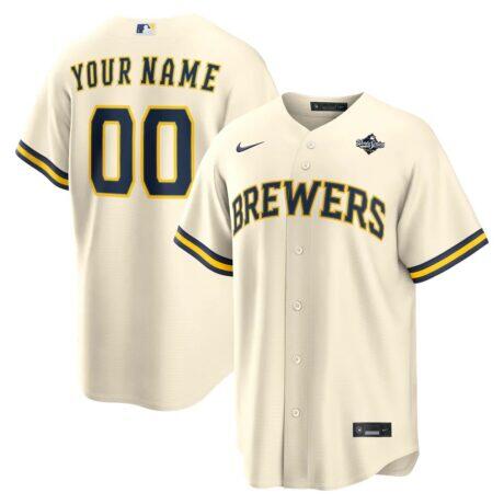 Milwaukee Brewers Nike 2026 World Series Patch Home Replica Custom Jersey - Cream - Front View