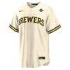 Milwaukee Brewers Nike 2026 World Series Patch Home Replica Custom Jersey - Cream - Side View